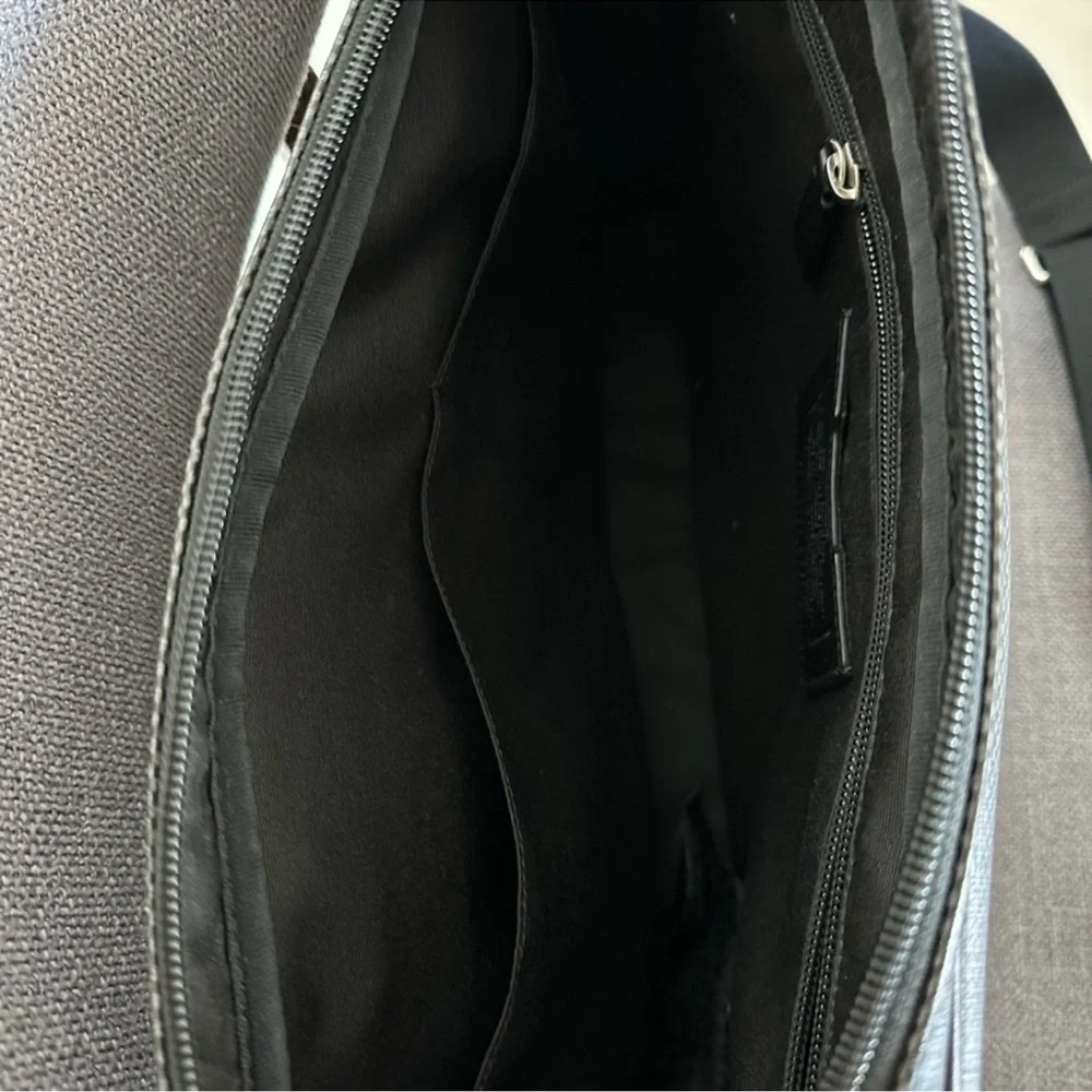 COACH Perry Black & Grey Men's Crossgrain Saffiano Leather Briefcase Laptop Bag